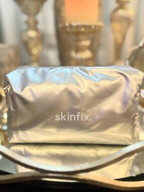 Skinfix Silver Cosmetic Bag Makeup Pouch Travel Toiletry Bag